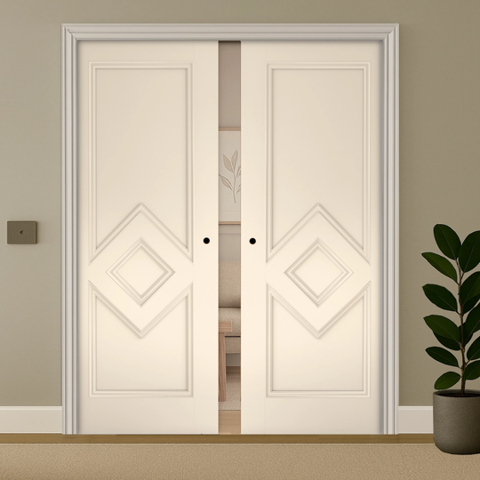 Ascot White Double Pocket Door System