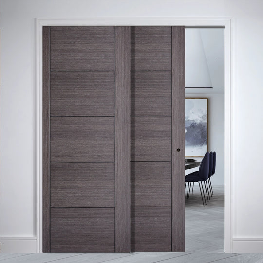 Vancouver 5P Ash Grey Telescopic Pocket Door System