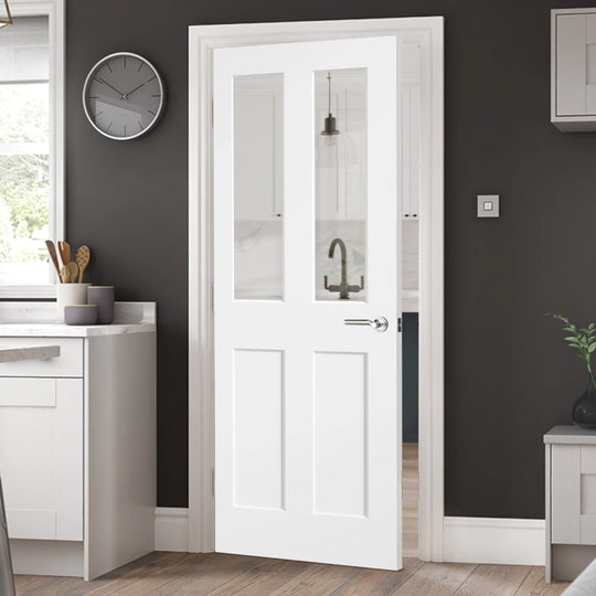 Ashford White Moulded Smooth Clear Glazed Door