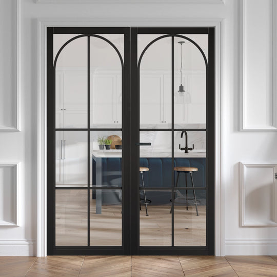Black Astoria Clear Glazed Internal Door Pair