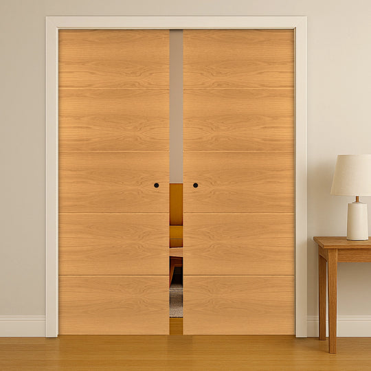 Augusta Oak Double Pocket Door Set