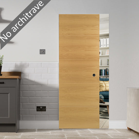 Augusta Oak Flush Pocket Door Set