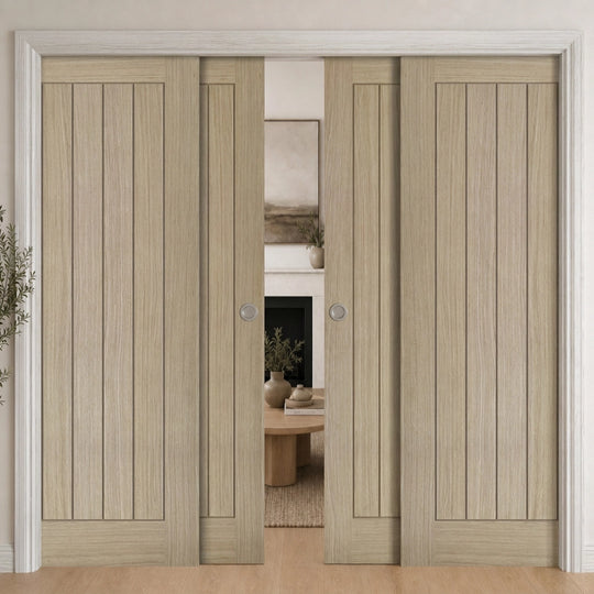 Belize Light Grey 4 Door Telescopic Pocket Door System