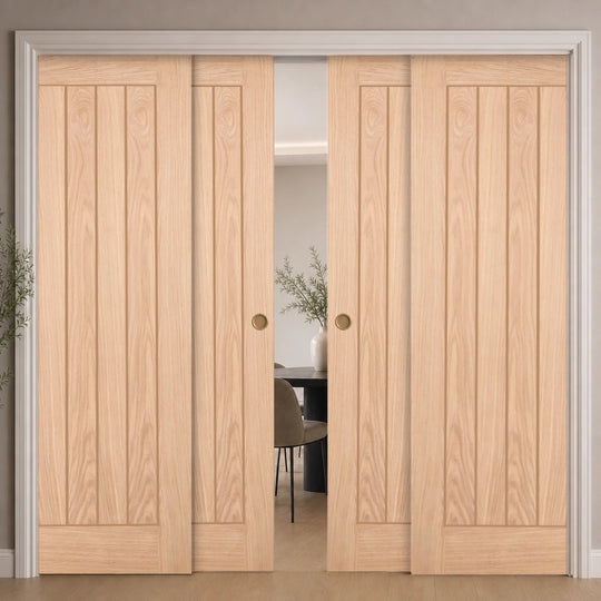 Oak Belize 4 Door Telescopic Pocket Door System
