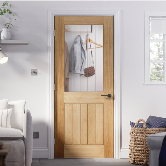 Belize Oak 1 Light Internal Door with Silkscreen Glass