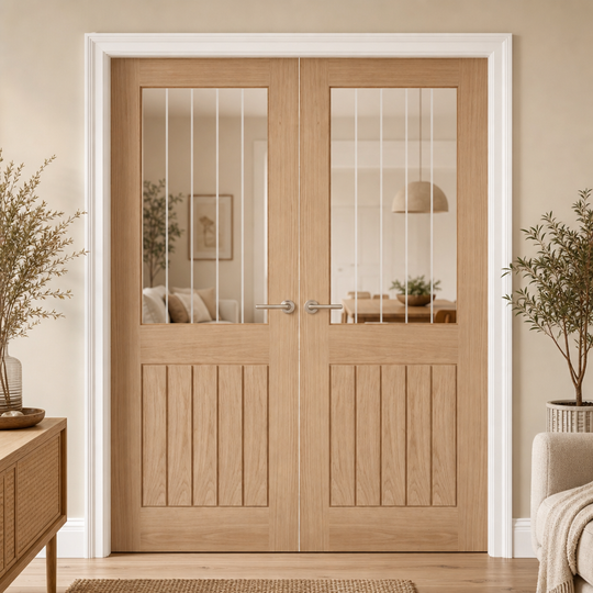 Belize Oak 1L Etched Glazed Door Pair