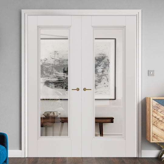 Belton Clear Glazed Internal Door Pair With Decorative Moulding