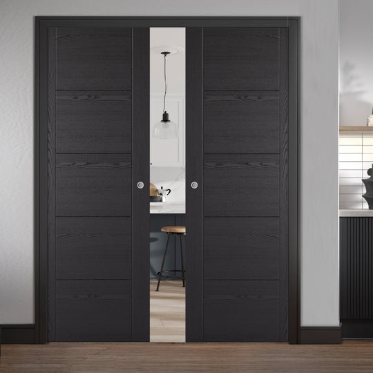 Black Ash Laminate Vancouver Double Pocket Door Set