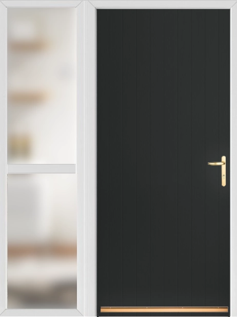 Black Tongue and Groove External Fire Door Set with Sidelight