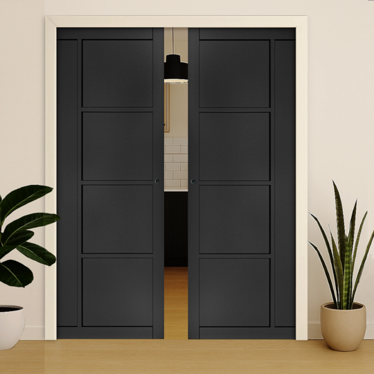 Black Enova Double Pocket Door Set