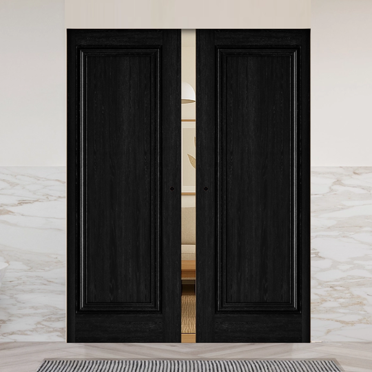 Haddon Black Flush Double Pocket Door Set