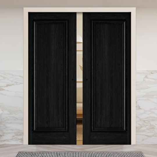 Haddon Black Laminate Double Pocket Door Set