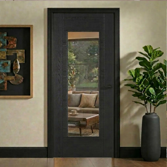 Iseo Black Oak Clear Glazed Internal Door