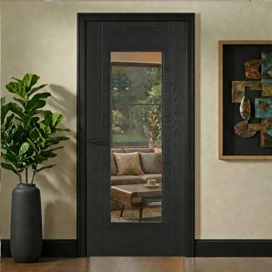 Iseo Black Oak Clear Glazed Internal Fire Door