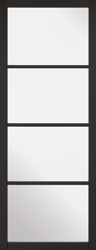 Black Soho 4L Clear Glazed Flush Double Pocket Door Set