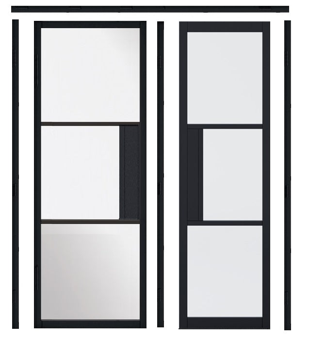 Black Tribeca Clear Glazed Door with Fixed Lock Block Panel – Emerald Doors