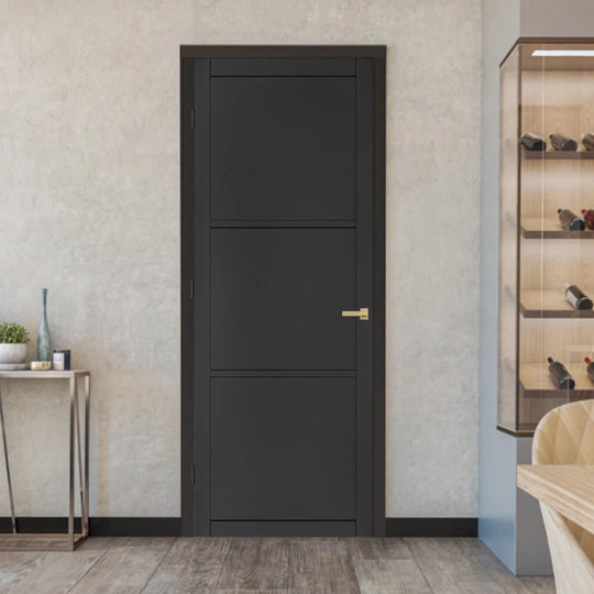 Black 3 Panel Custom Made Industrial Style Door