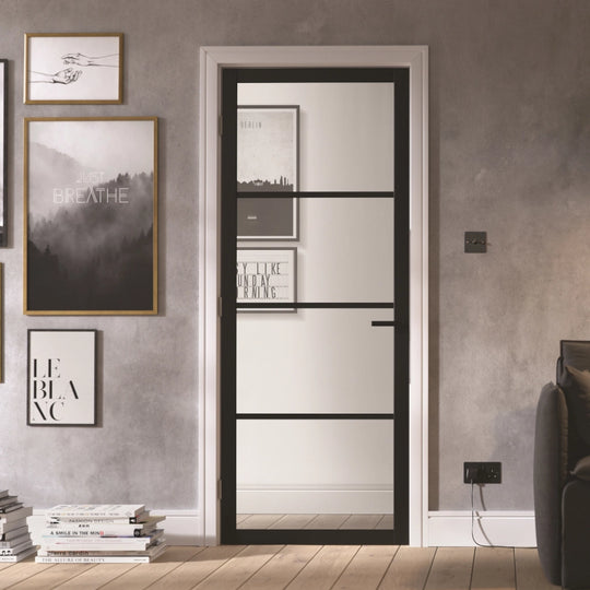 Black 4L Clear Glazed Industrial Style Door