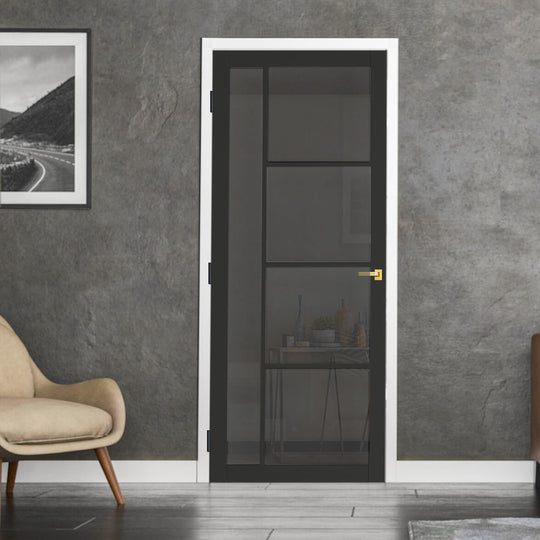 Black Enova Tinted Glazed Custom Made Industrial Style Door