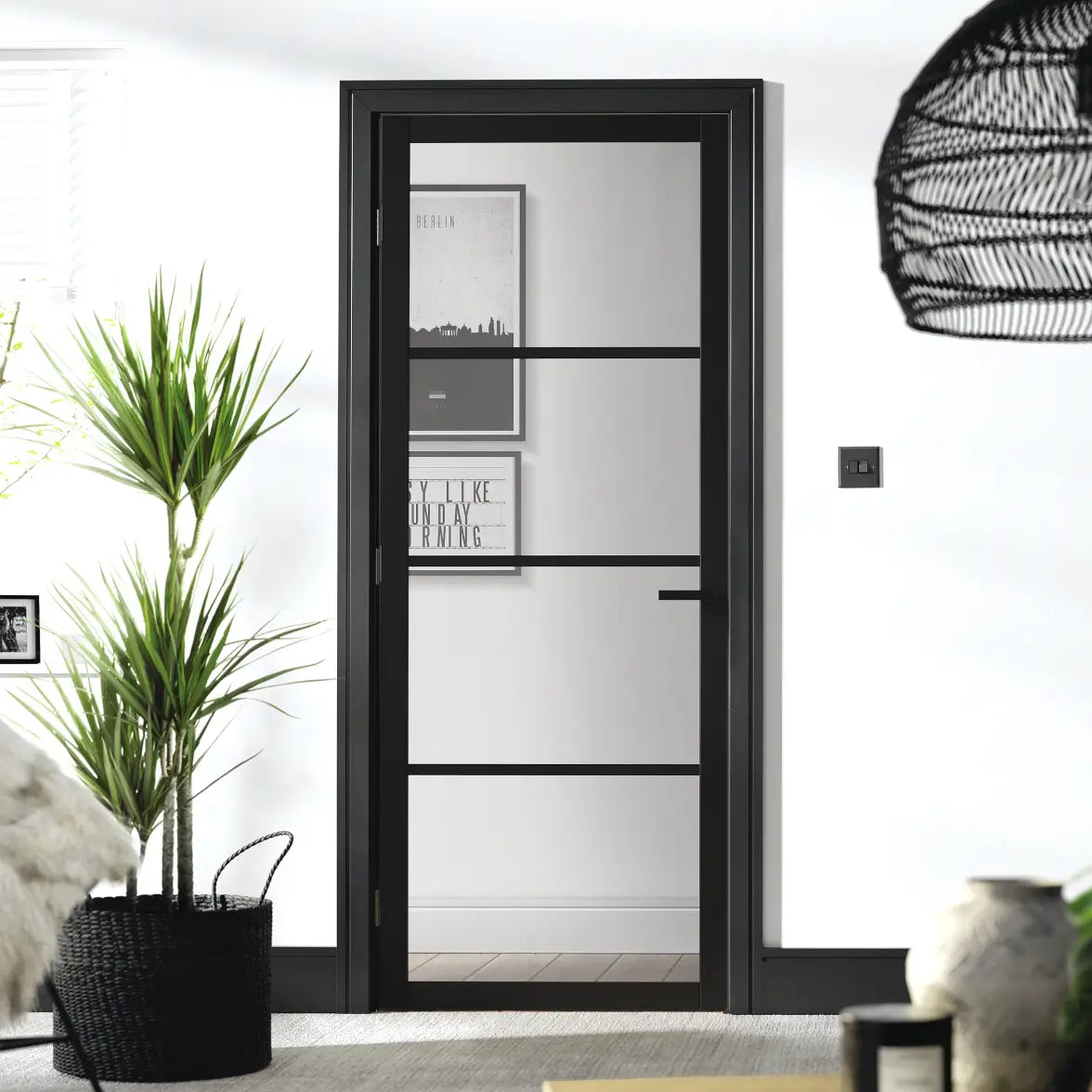 Black Soho 4L Custom Made Industrial Style Door – Emerald Doors