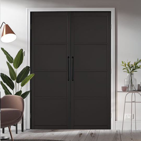 Black Soho 4P Custom Made Industrial Style Door Pair