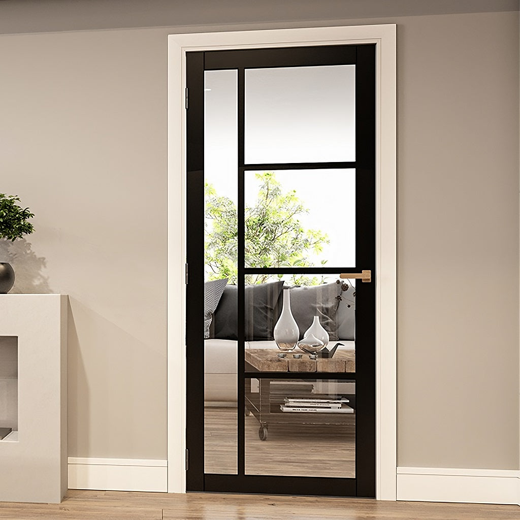 Black Enova Clear Glazed Custom Made Industrial Style Door – Emerald Doors