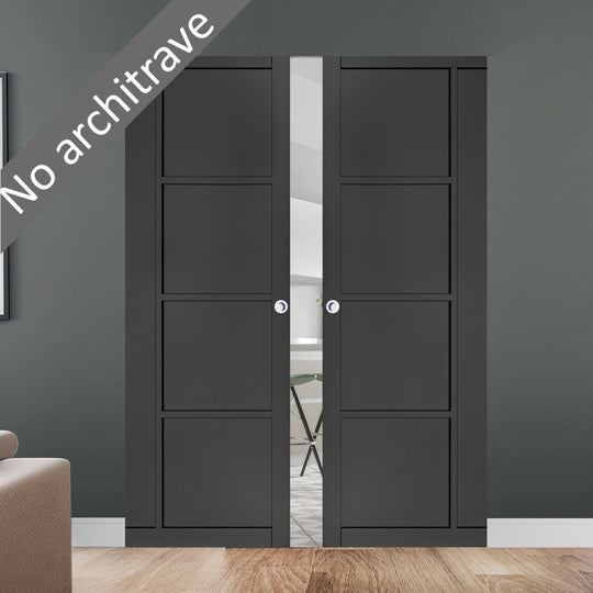 Black Enova Double Flush Pocket Door Set