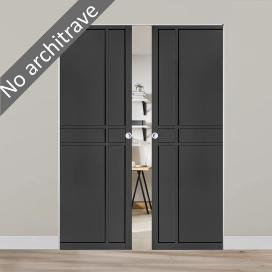 Pryda Black Double Flush Pocket Door Set