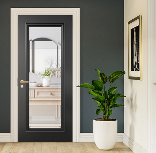 Blenheim Black Clear Bevelled Glazed Door Fully Finished