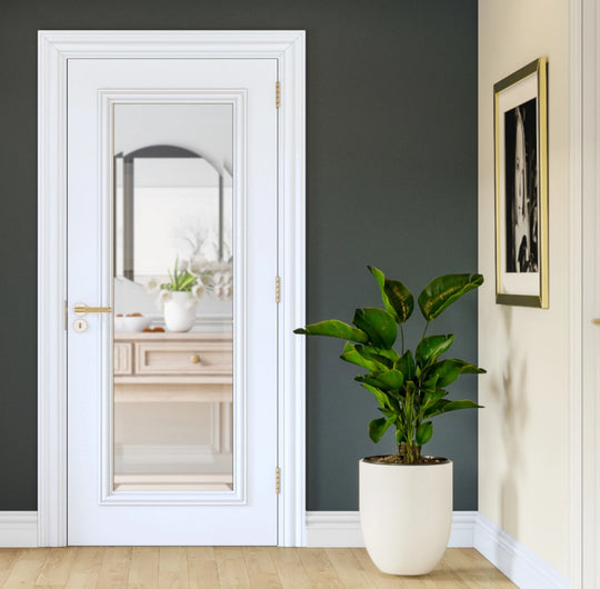 Blenheim White Primed Clear Bevelled Glazed Door