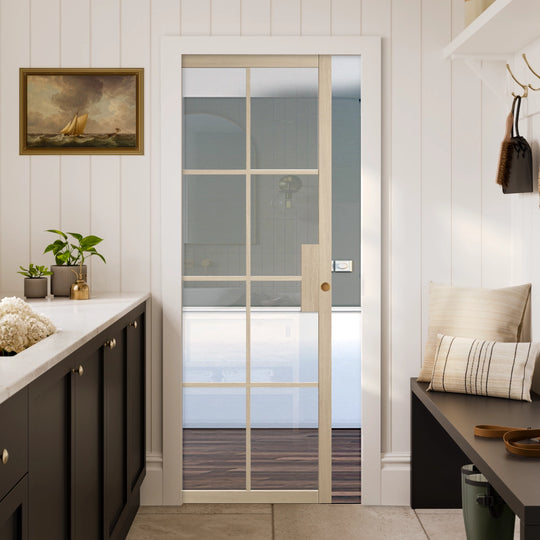 Blonde Oak Malvern 8L Clear Glazed Pocket Door System