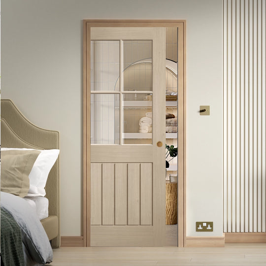 Blonde Oak Mexicano 4L Clear Glazed Pocket Door System