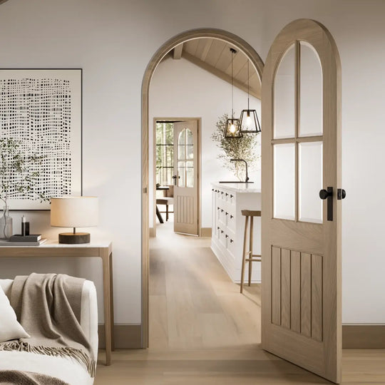 Blonde Oak Mexicano Arched 4L Clear Glazed Internal Door