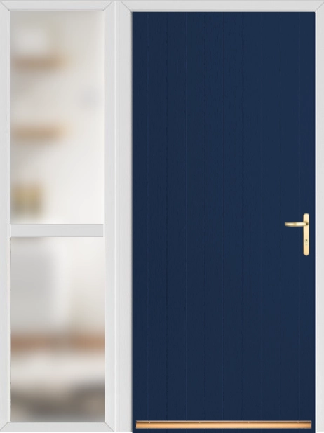 Blue Tongue and Groove External Fire Door Set with Sidelight