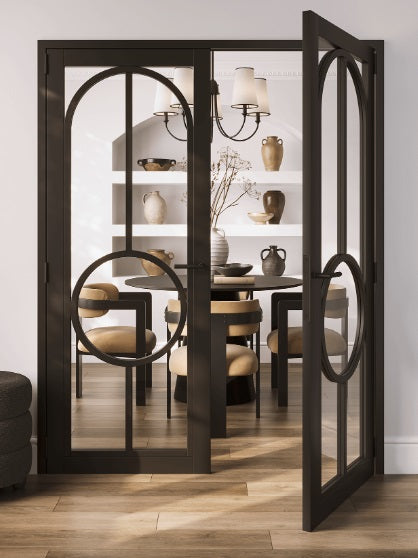 Black Bowery Clear Glazed Door Pair