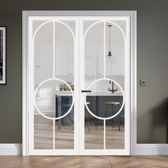 Bowery White Clear Glazed Door Pair