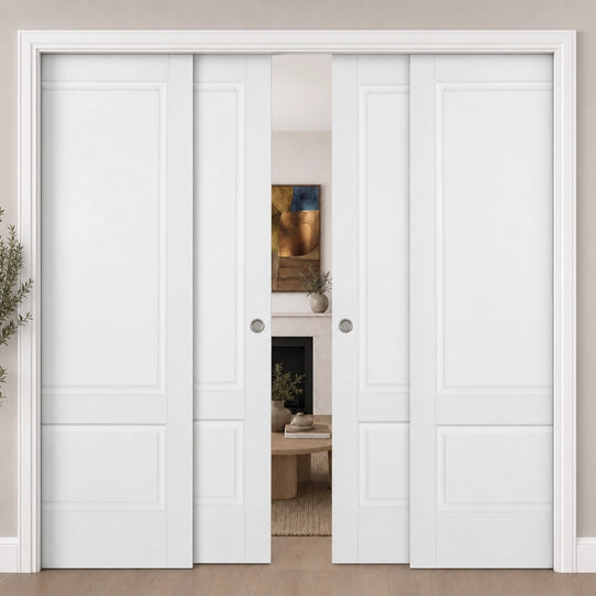 Brooklyn White 4 Door Telescopic Pocket Door System