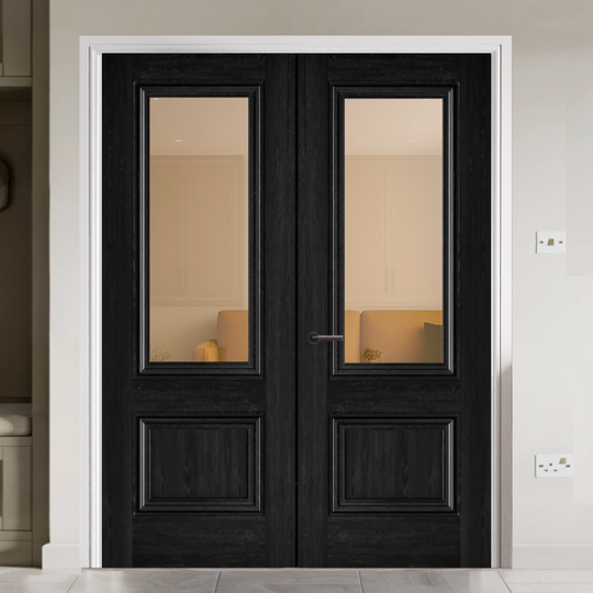 Burghley Black Laminate Clear Glazed Door Pair