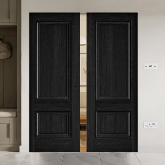 Burghley Black Flush Double Pocket Door Set