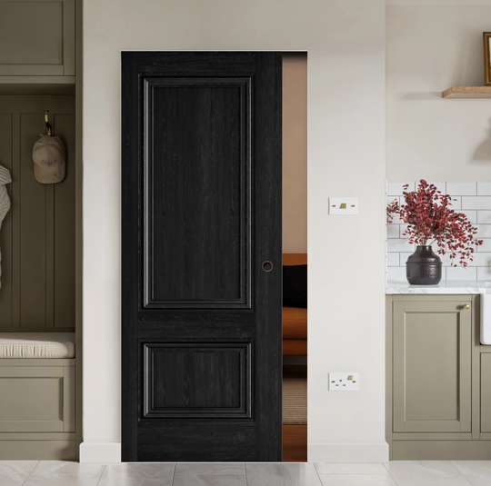 Burghley Black Flush Pocket Door Set