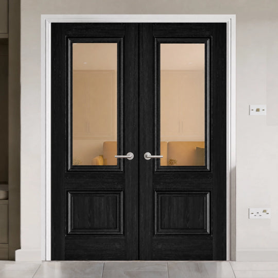 Burghley Black Laminate Clear Glazed Door Pair