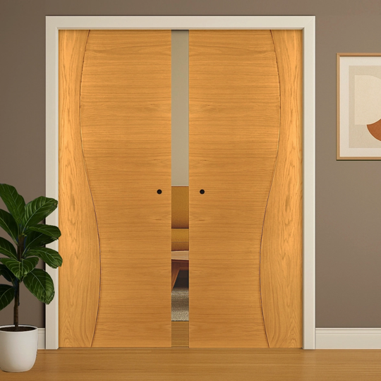 Cadiz Oak Double Pocket Door Set