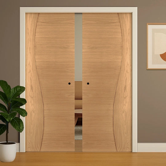 Cadiz Oak Double Pocket Door Set
