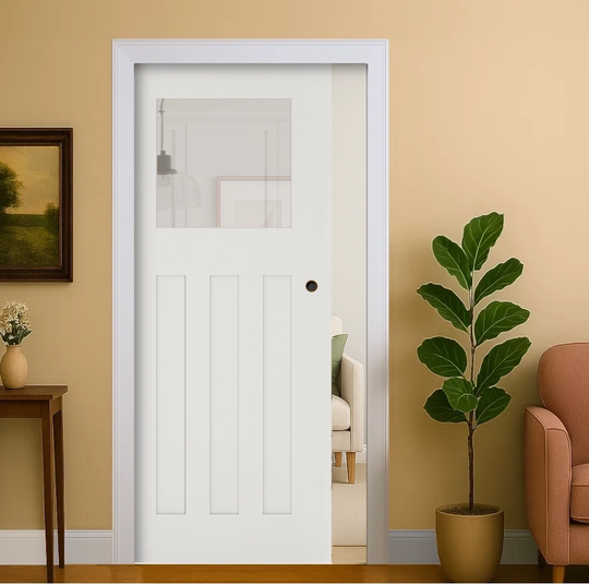 Cambridge White Clear Glazed Pocket Door Set