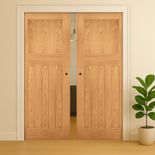 Cambridge Oak Double Pocket Door Set