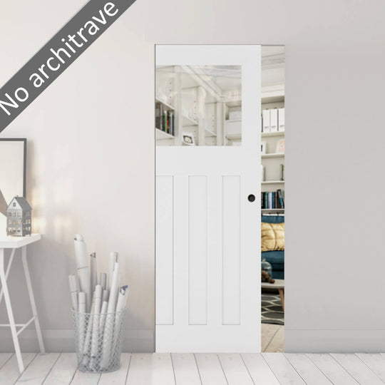 Cambridge White Glazed Flush Pocket Door Set