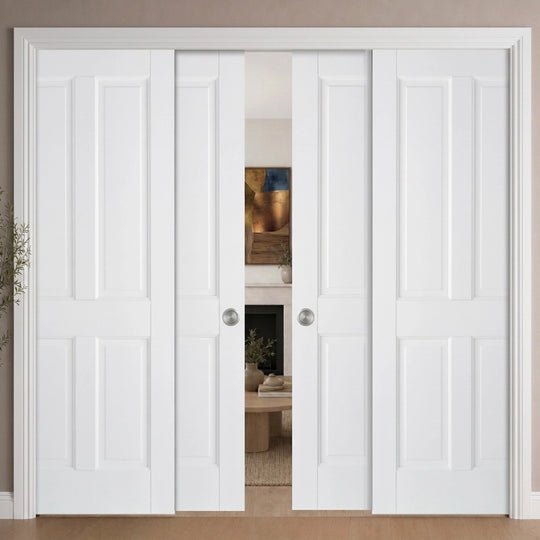 Canterbury 4P White 4 Door Telescopic Pocket Door System