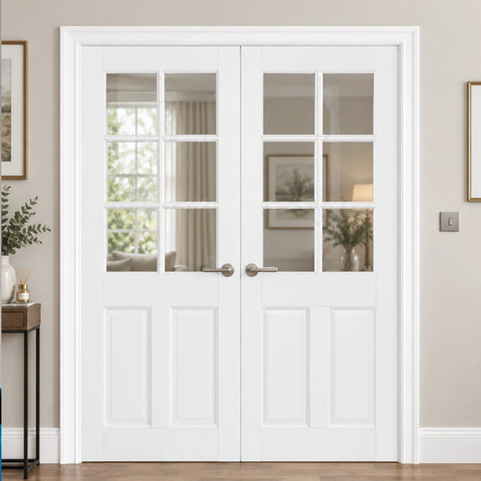 Canterbury White 2P Glazed 6L Door Pair