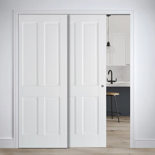 Solid White Canterbury 4P Telescopic Pocket Door System