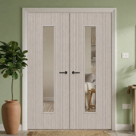 Capri Light Grey Clear Glazed Laminate Door Pair